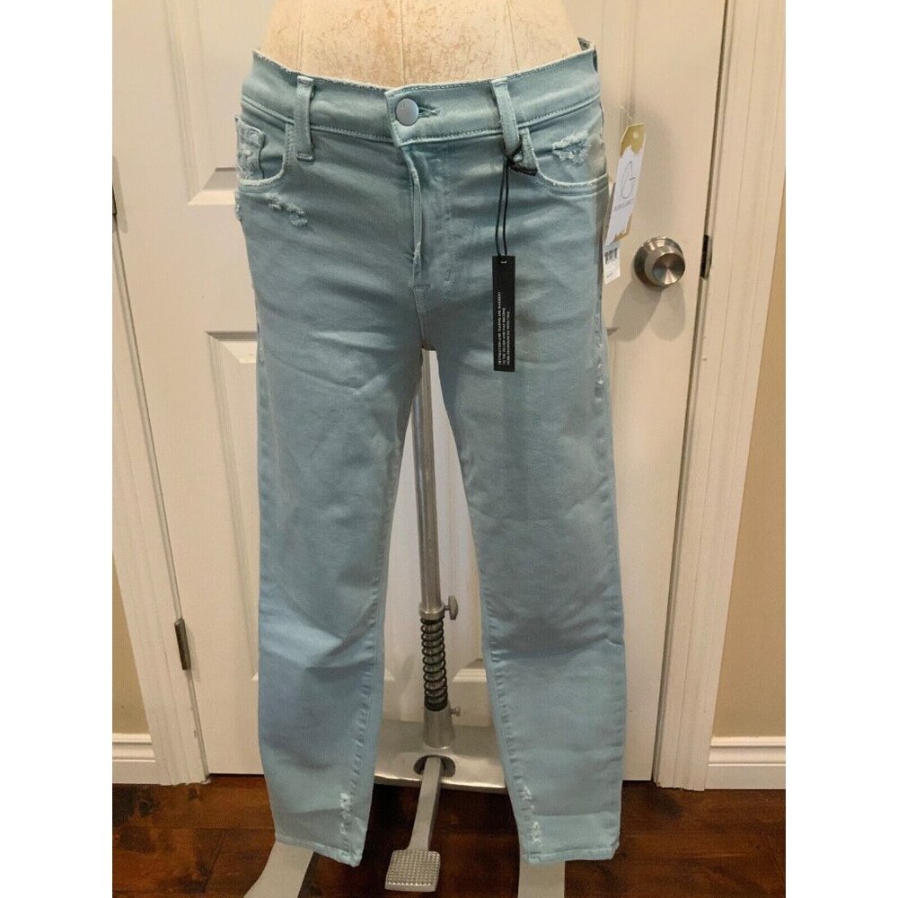 J Brand Light Teal "Capri Mid-Rise” Distressed Jeans, Size 28, NWT! $198